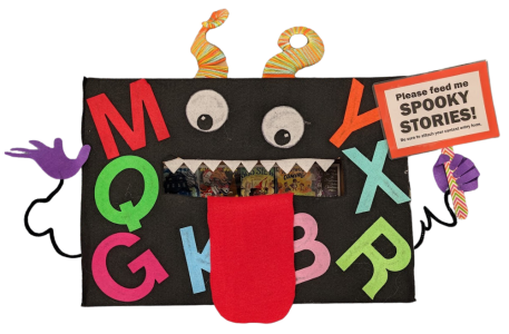 Image of story submission box decorated like a monster